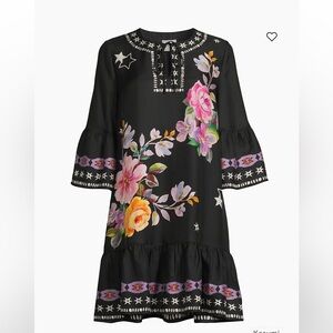 Johnny Was Black Floral Dress Petite Small